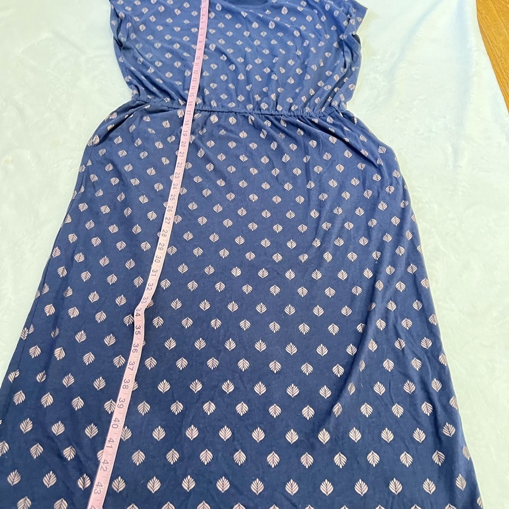 Boden Midi T-Shirt Dress Pockets Odile Jersey French Navy Palm Tile Foil sz 12p - Picture 8 of 13